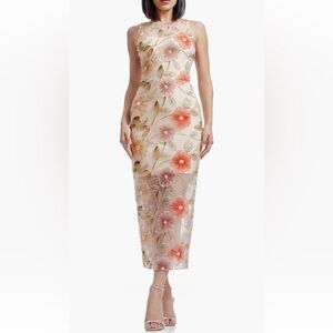Dress the Population Helena Beaded Floral Applique Sheath Gown
